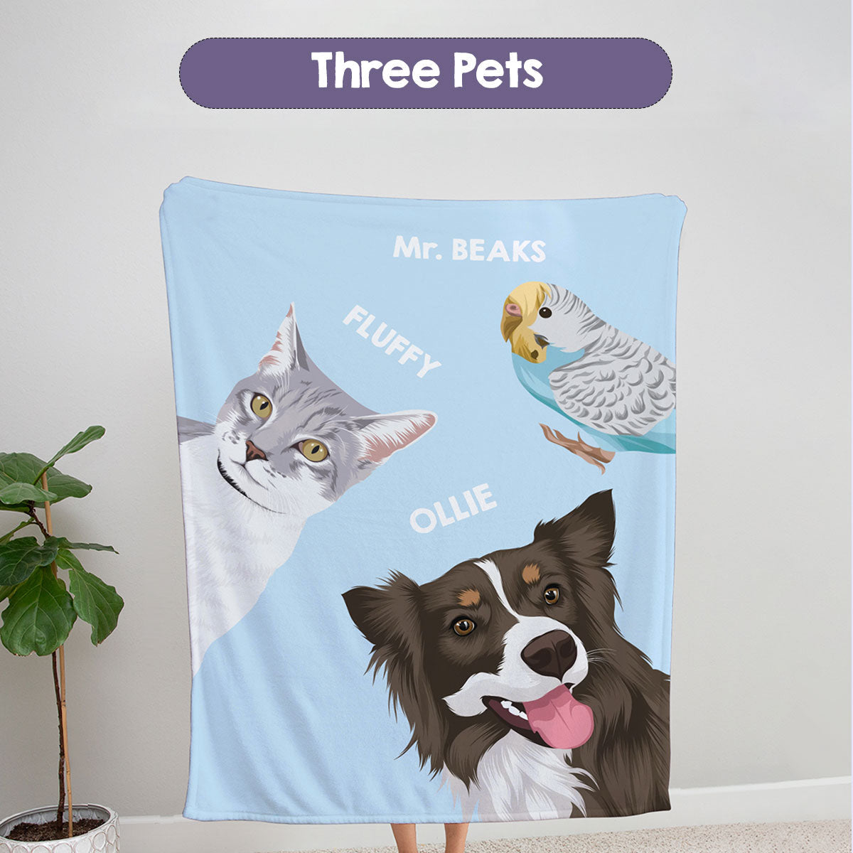 Custom Peekaboo Pet Blanket - Multiple Pets