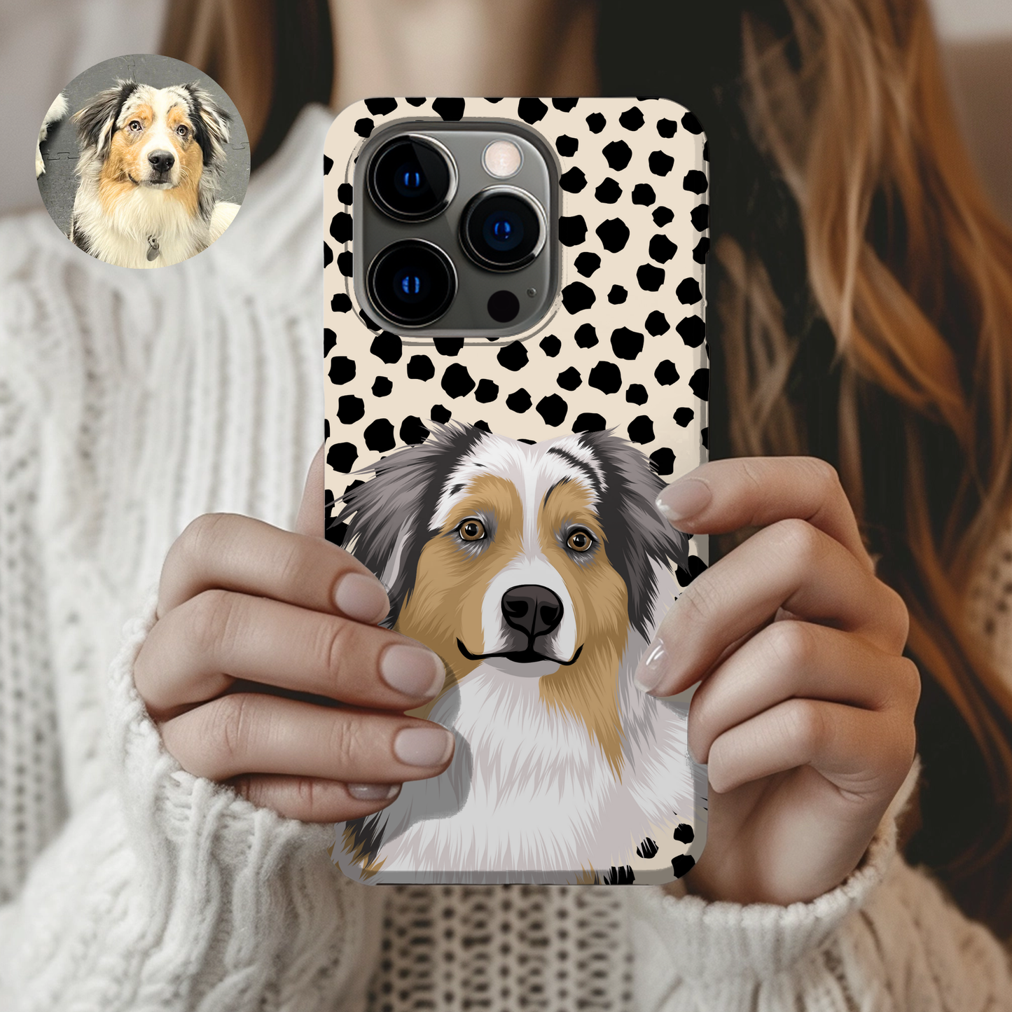 Custom Pet Portrait Spotted Phone Case