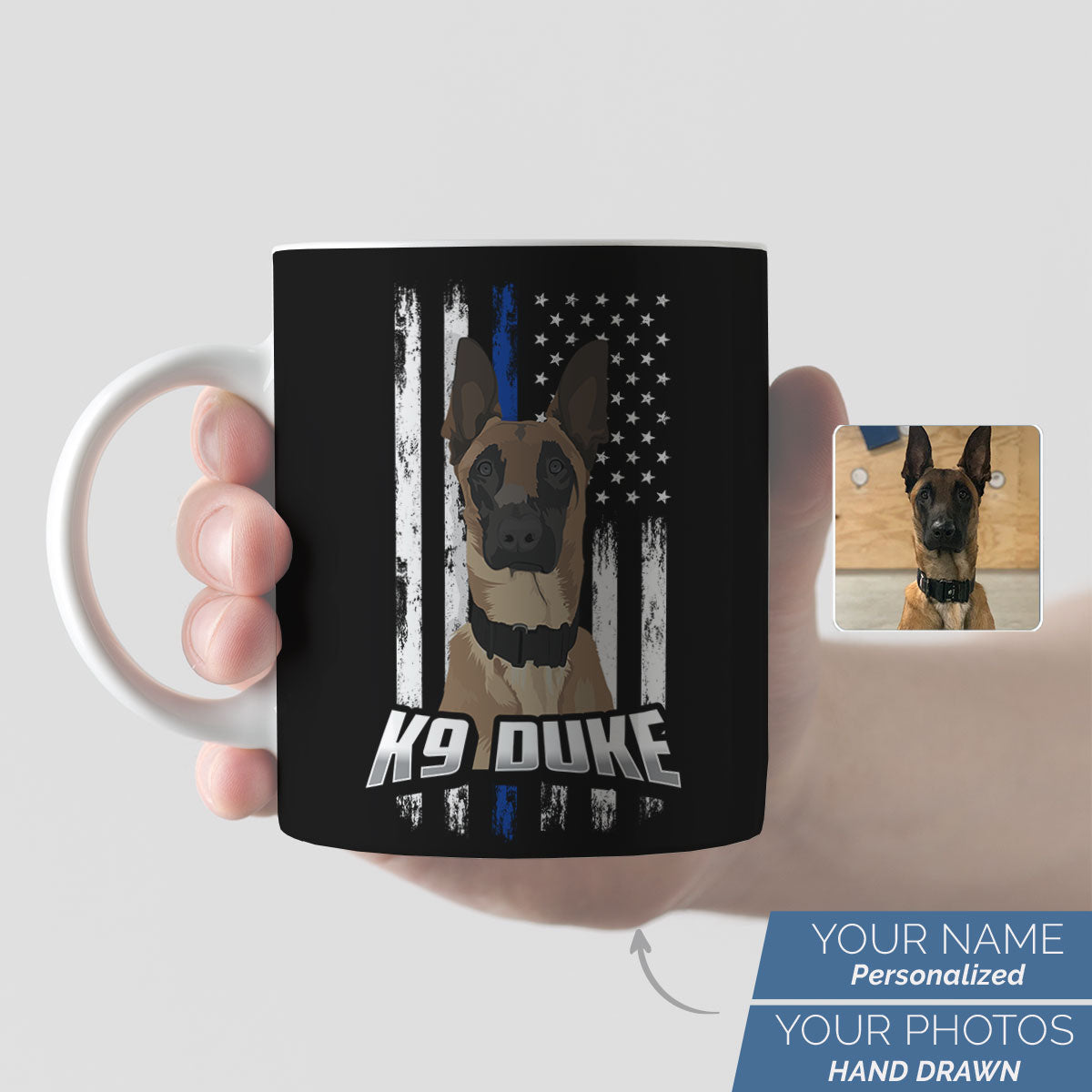 Custom Thin Blue Line K9 Unit Police Dog Mug