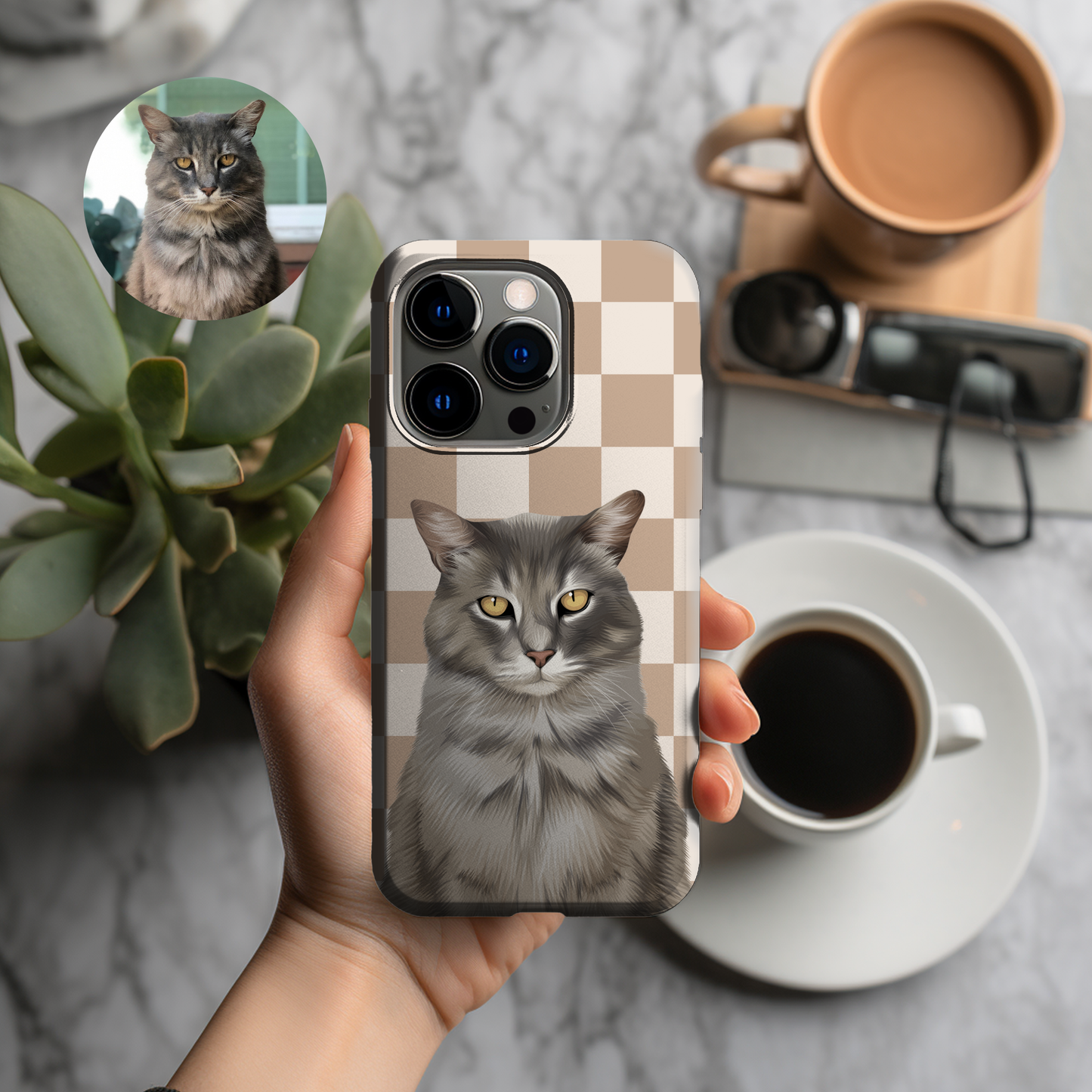 Custom Pet Portrait Nude Checker Phone Case