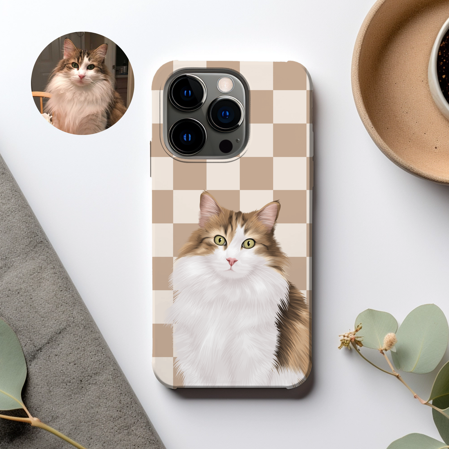 Custom Pet Portrait Nude Checker Phone Case