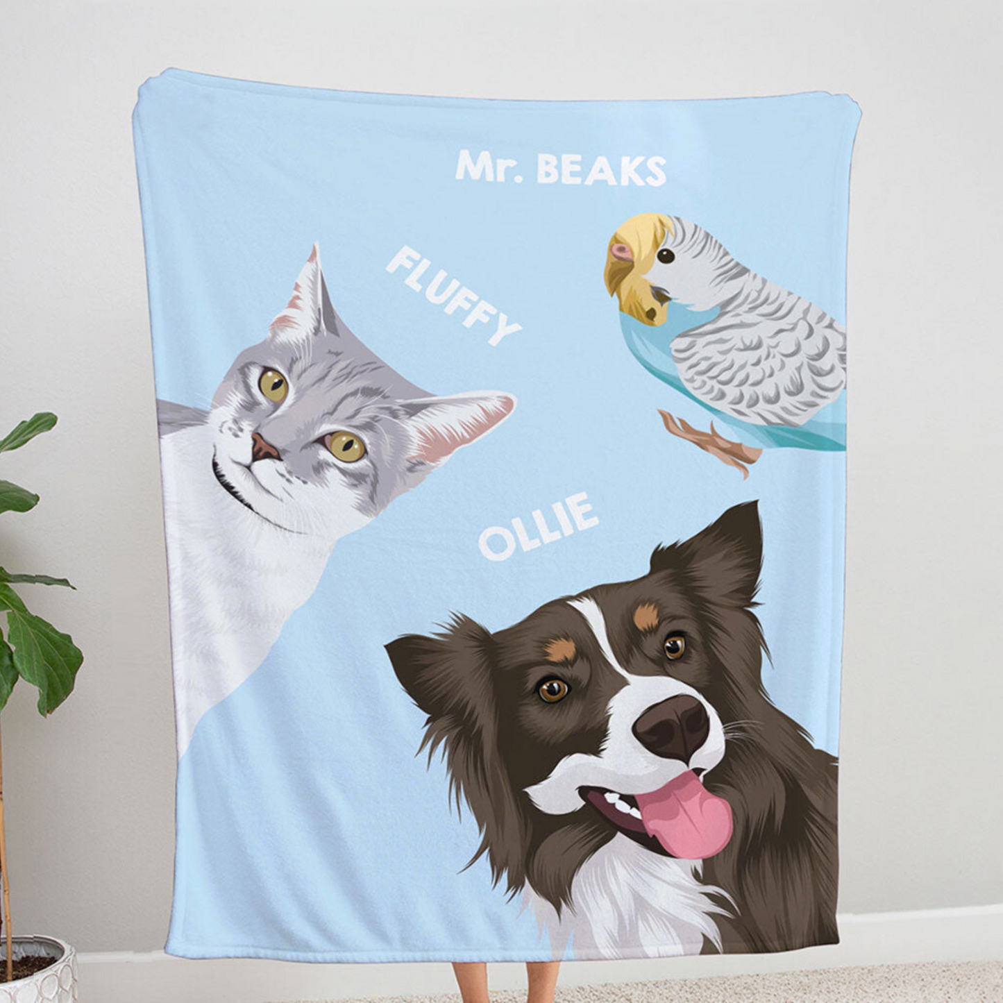 Custom Peekaboo Pet Blanket - Multiple Pets