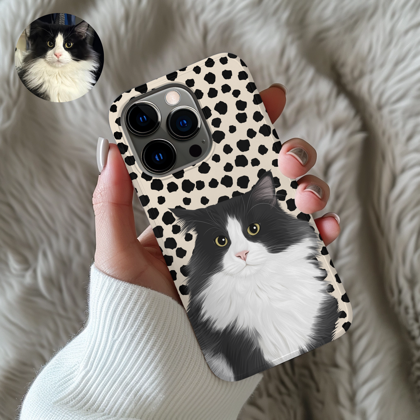 Custom Pet Portrait Spotted Phone Case