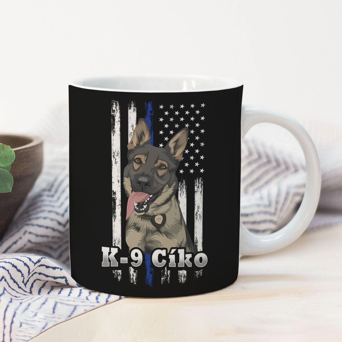 Custom Thin Blue Line K9 Unit Police Dog Mug