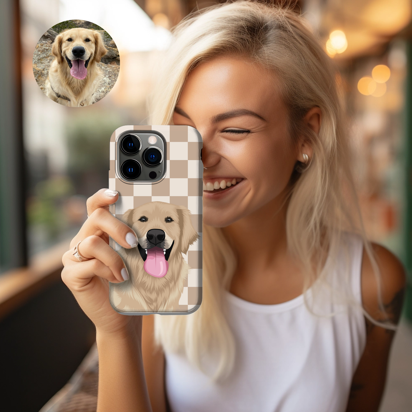 Custom Pet Portrait Nude Checker Phone Case