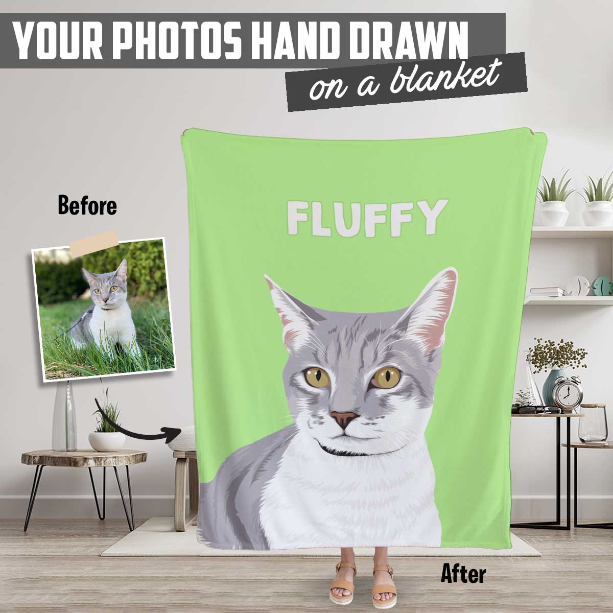 Custom Cat Portrait Blanket - ZoeyMaye & Co