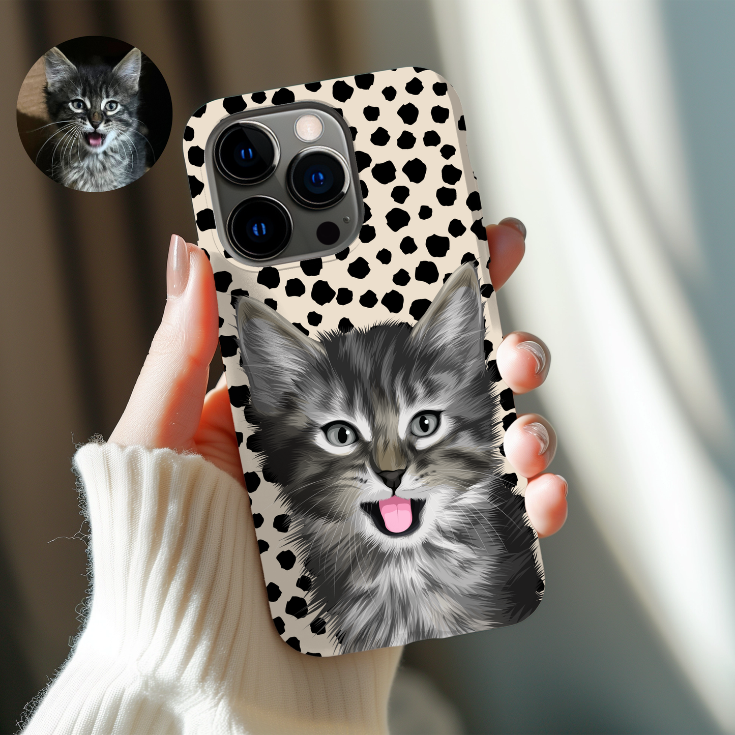 Custom Pet Portrait Spotted Phone Case